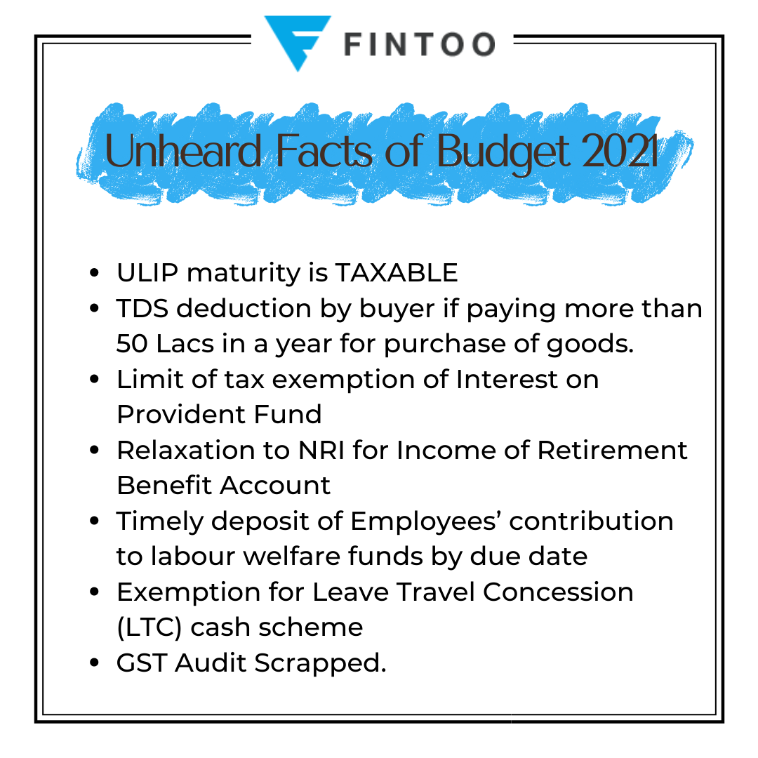 pointers for union Budget 2021